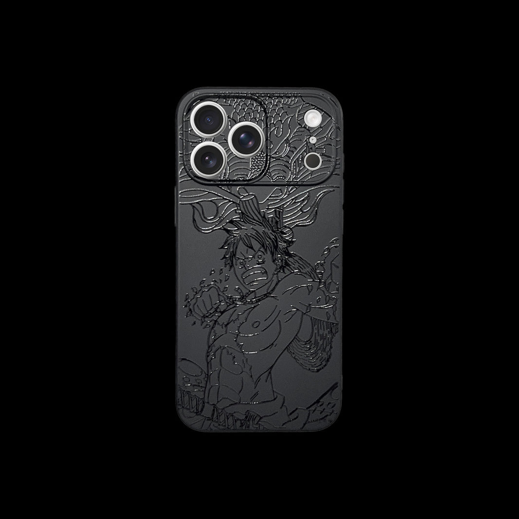 LUFFY BLACK ENGRAVED IPHONE CASE