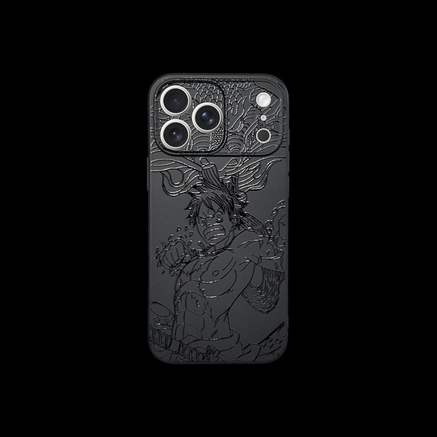 LUFFY BLACK ENGRAVED IPHONE CASE