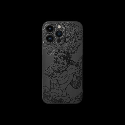 LUFFY BLACK ENGRAVED IPHONE CASE