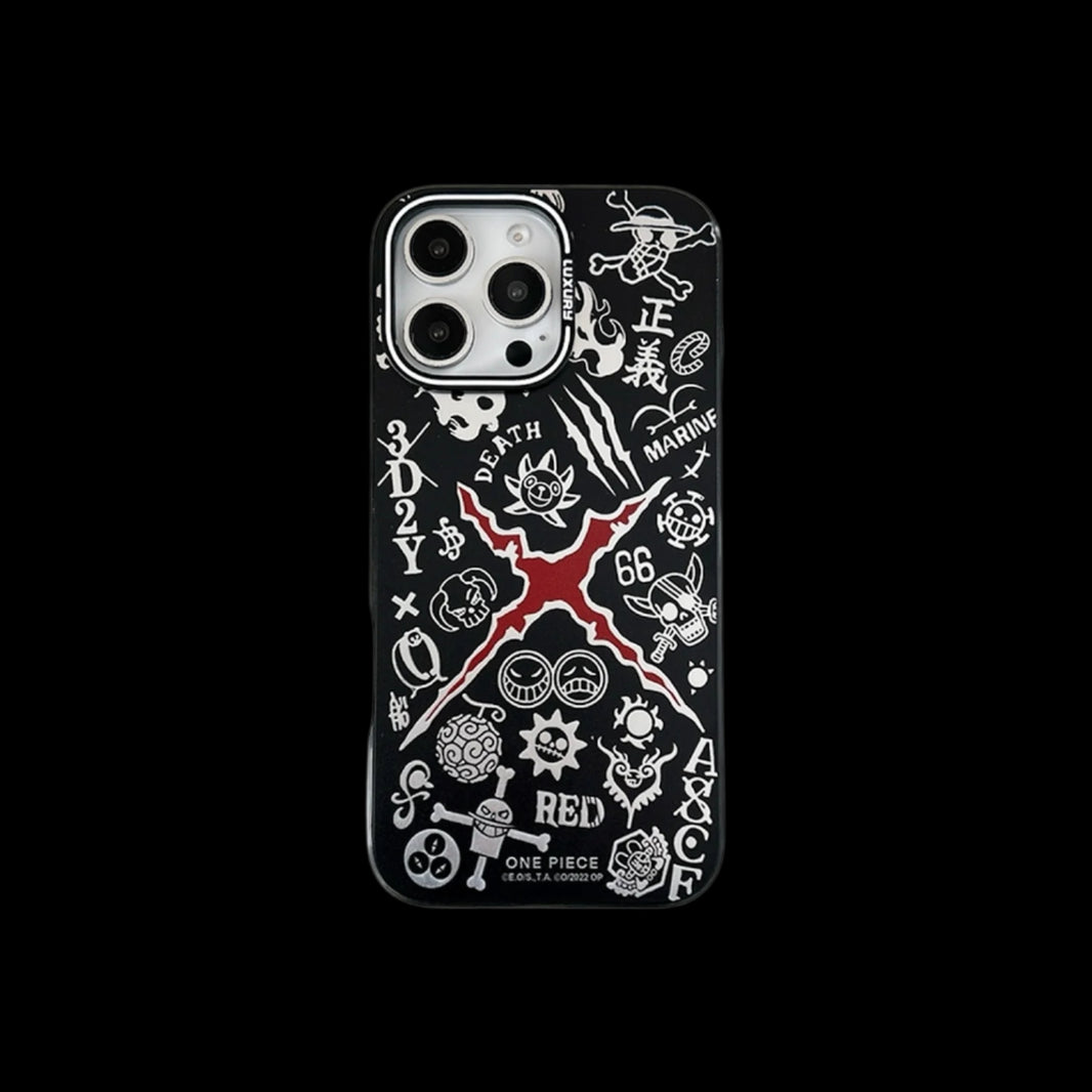 ONE PIECE SYMBOLS IPHONE CASE – BLACK & WHITE PIRATE EDITION