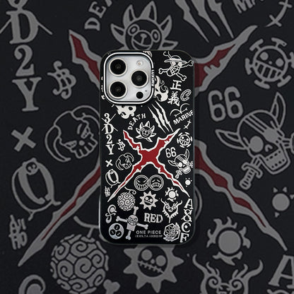 ONE PIECE SYMBOLS IPHONE CASE – BLACK & WHITE PIRATE EDITION